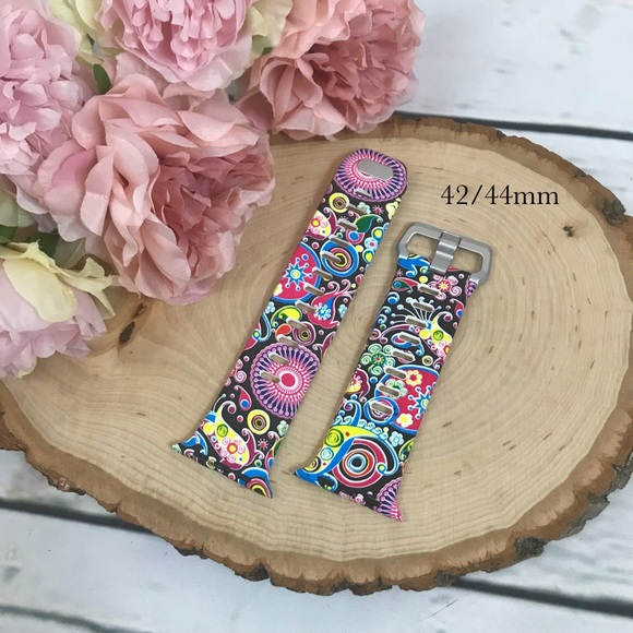 Pop Art Floral Silicone Watchband for Apple - Picture 6 of 16